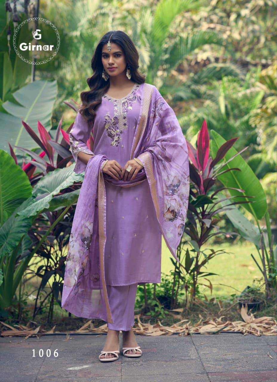  DHVANI VOL-1 By Girnar 1001 To 1008 Series Beautiful Festive Suits Colourful Stylish ROMAN SILK readymade dresses At Wholesale Price